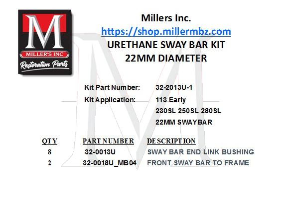 113 URETHANE SWAY BAR KIT (EARLY)