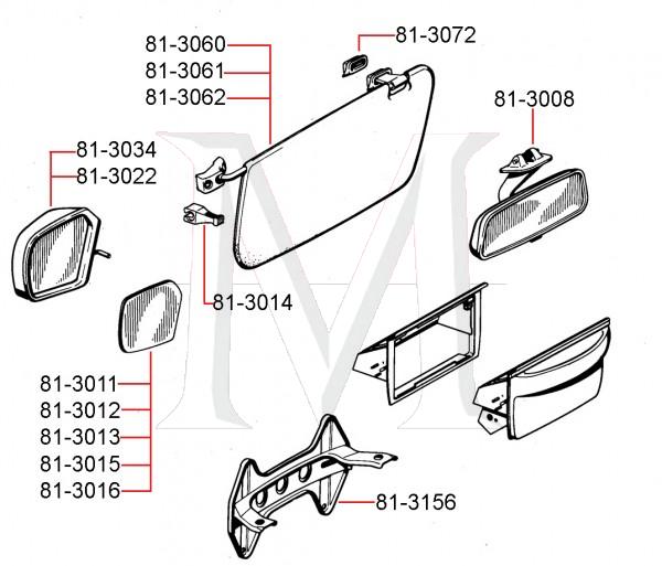 SUN VISOR - ORIGINAL EQUIPMENT LEFT