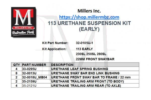 113 URETHANE SUSPENSION KIT (EARLY)